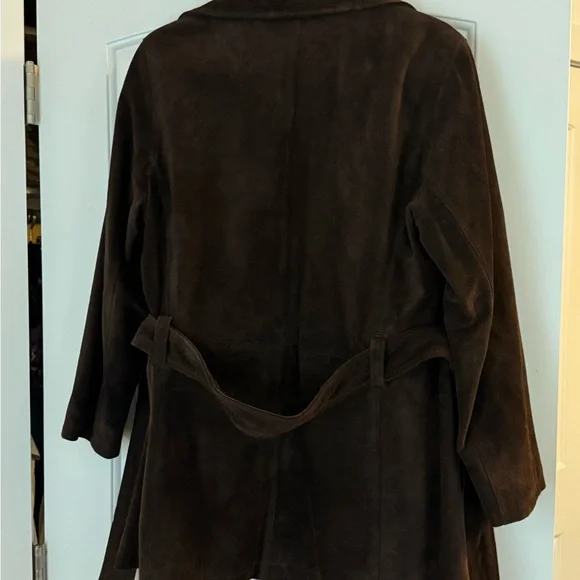 Real 100% Suede Chocolate Brown trench - Picture 2 of 5
